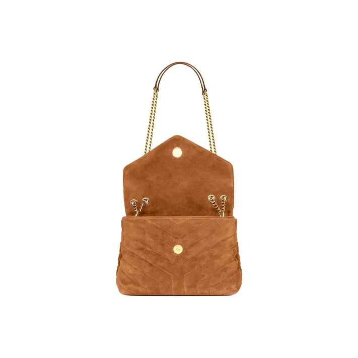 SAINT LAURENT LOULOU Quilted Suede Crossbody Bags Shoulder Bags Women's Cinnamon-4