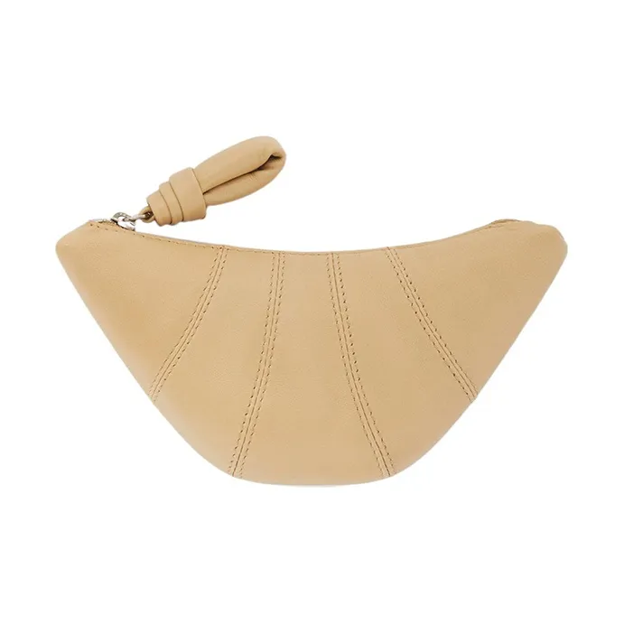 Lemaire Croissant Series Sheepskin Croissant Bag Dumpling Bag Clutch Coin Purse Mini Unisex Yellow-0