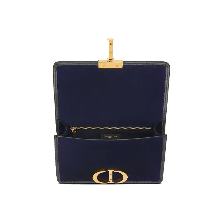 DIOR 30 Montaigne Suede Cow Leather Box Bag, Shoulder Bag, Crossbody Bag Regular Women's Blue-3