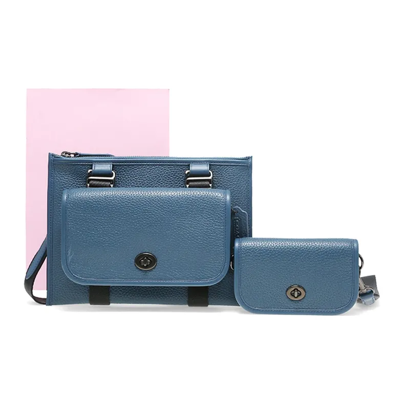 COACH Dinky Cow Leather Crossbody Bag Shoulder Bag Men's Peacock Blue-4