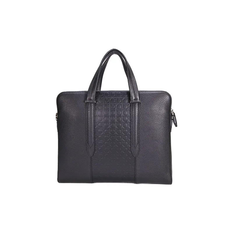 FERRAGAMO Cow Leather Business Handbag Regular Men's Black-1