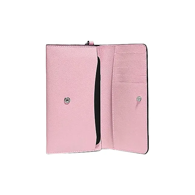 COACH Leather Long Clutch Wallet Cell Phone Pouch Trumpets Women's Light Pink-1