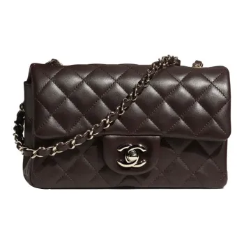 CHANEL Classic Flap CF Sheepskin Shoulder Bag Crossbody Bag Small Size Women's Chocolate Brown