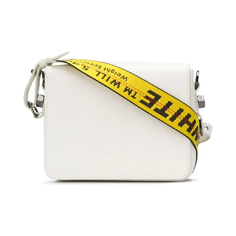 OFF WHITE Binder Clip Series Leather Shoulder Bag Medium Size Women's White-0