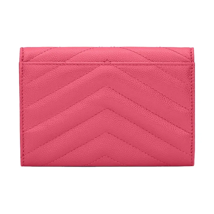 SAINT LAURENT YSL Quilting Leather Wallet Women's Fuchsia/Fuchsia-1