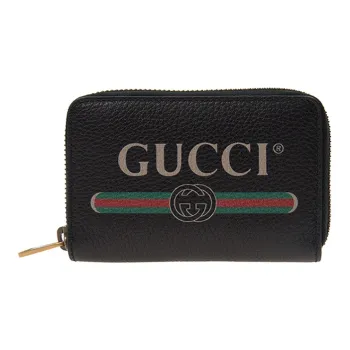 GUCCI Cow Leather Wallet With Coin Purse Unisex Black