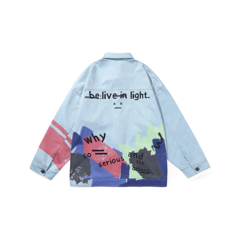 GENANX Loose Fit Jacket Unisex Gray Blue-1