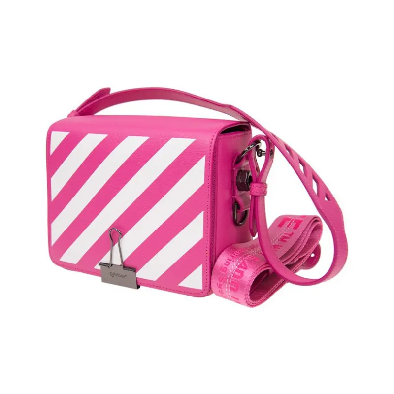 OFF WHITE Binder Clip Bag Diag Fuchsia White-2