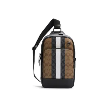 COACH Graham Cow Leather Sling Bag, Shoulder Bag, Crossbody Bag Medium Size Men's Khaki Multicolor