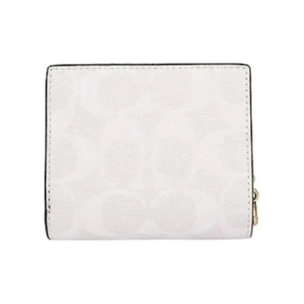 COACH Snap Wallet Canvas With Leather Card Holder, Wallet Women's White-1