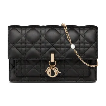 DIOR Sheepskin Clutches Shoulder Bag Crossbody Bag Women's Black