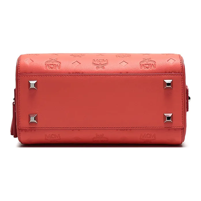 MCM Essential Visetos Origina Leather Boston Bag Handbag Shoulder Bag Crossbody Bag Regular Women's Candy Red-3