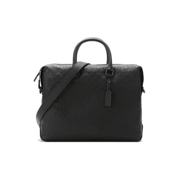 COACH Leather Tote Bag Shopping Bag Briefcase Crossbody One Shoulder Handbag Large Size Men's Black