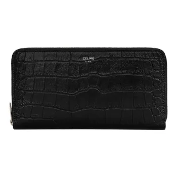 CELINE Calfskin Clutches Wallets Large Size Men's Black