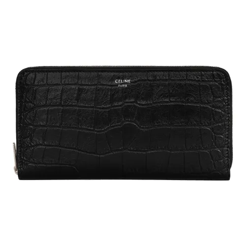 CELINE Calfskin Clutches Wallets Large Size Men's Black