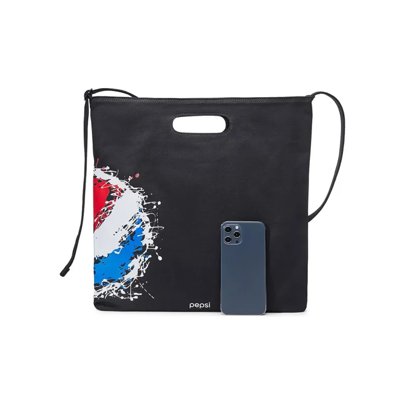 Pepsi Canvas Crossbody Bag Shopping Bag Canvas Bag Handbag Unisex Black-4