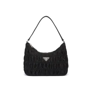 PRADA Nylon Fabric With Saffiano Leather Handbag Mini Women's Black