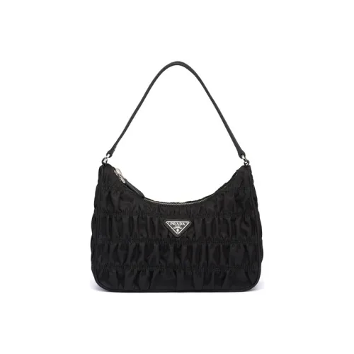 PRADA Nylon Fabric With Saffiano Leather Handbag Mini Women's Black