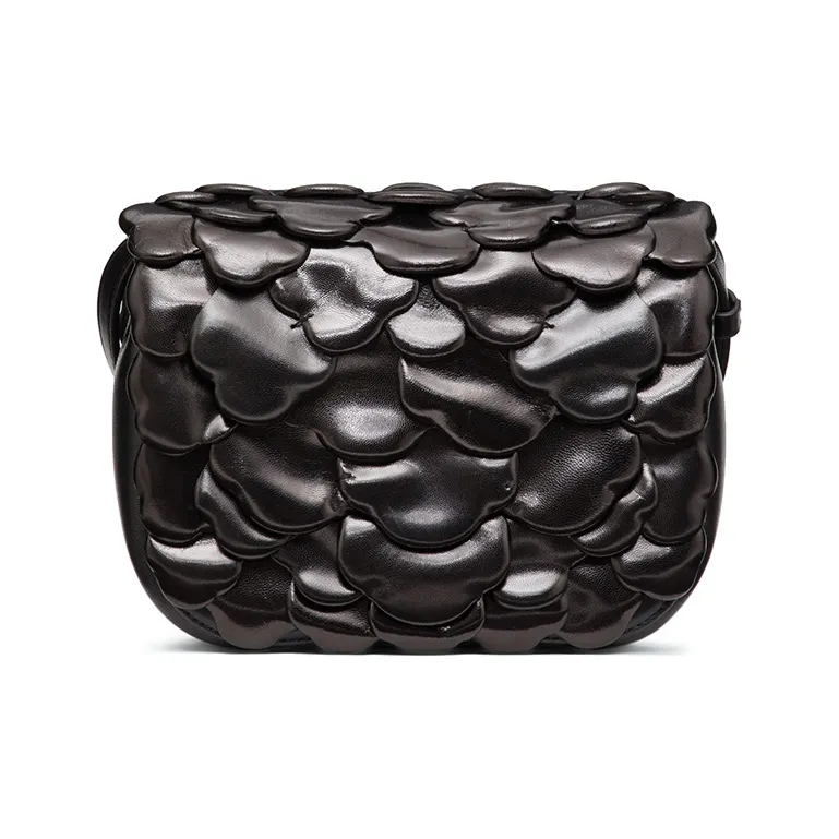 Valentino Atelier Sheepskin Leather Messenger Bag Shoulder Bag, Handbag Women's Black-2