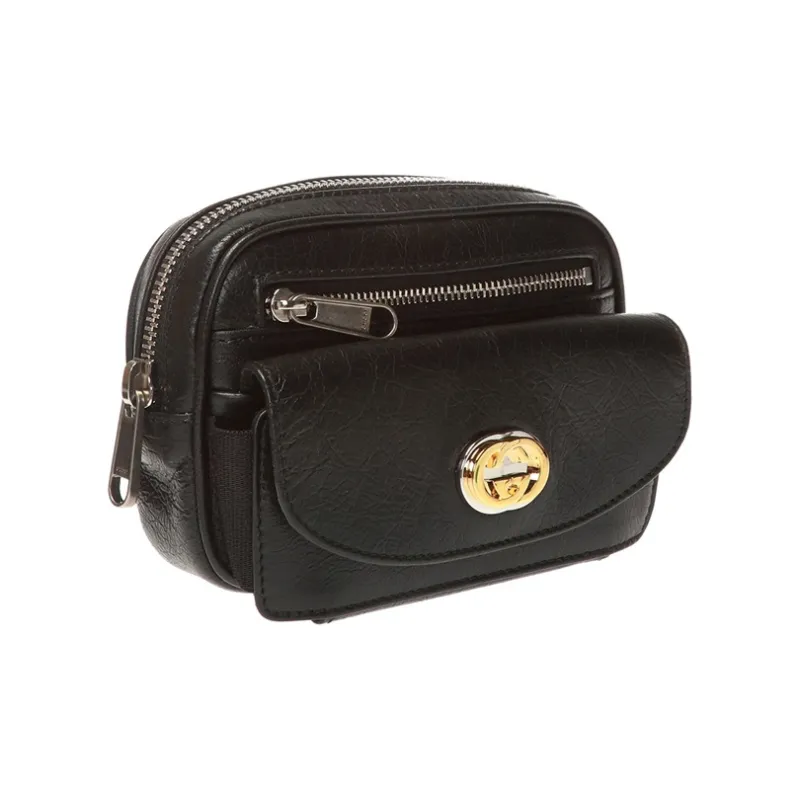 GUCCI Cow Leather Shoulder Bag, Crossbody Bag, Sling Bag, Fanny Pack Mini Unisex Black-1