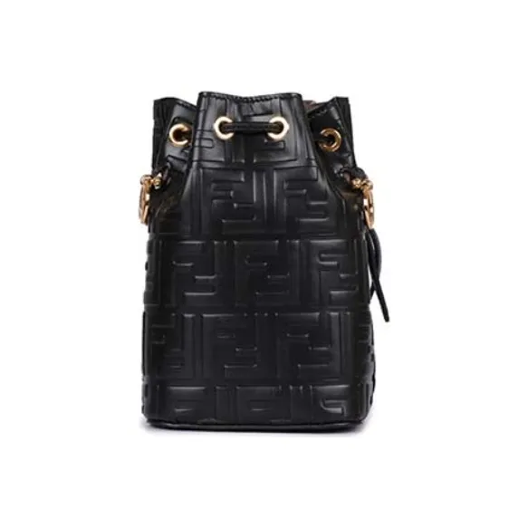 FENDI Mon Tresor Calfskin Bucket Bag, Shoulder Bag, Crossbody Bag, Handbag Mini Women's Black-3