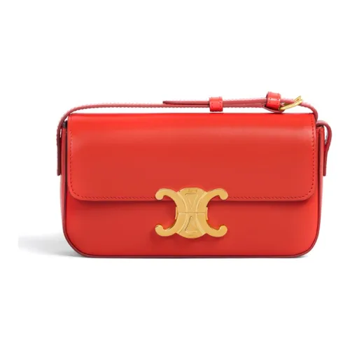 CELINE Triomphe Arc De Triomphe Smooth Cow Leather Handbag Shoulder Bag Women's Bright Red