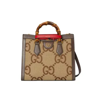 GUCCI Diana Leather Shoulder Bag, Crossbody Bag, Handbag Trumpets Unisex Beige Brown/Red