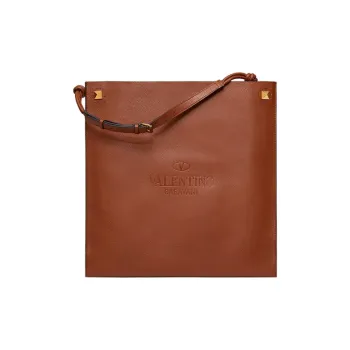 Valentino Leather Tote Bag Shopping Bag Handbag Men's Brown