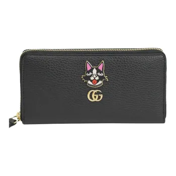 GUCCI Leather Wallets With Money Clip Women's Black