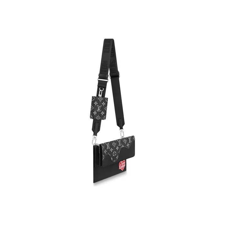 LOUIS VUITTON X Nigo Trio Pouch Monogram Black-1