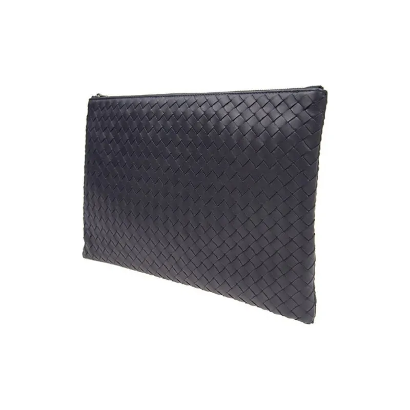 Bottega Veneta Intrecciato Sheepskin Envelope Clutch Women's Black-2