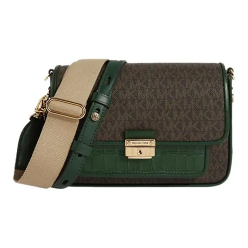 MICHAEL KORS Bradshaw Polyester Crossbody Bag Women's Dark Brown With Green Accents