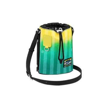LOUIS VUITTON Damier Stripes Coated Canvas Bucket Bags Shoulder Bag Crossbody Bag Regular Men's Gradient Yellow Green