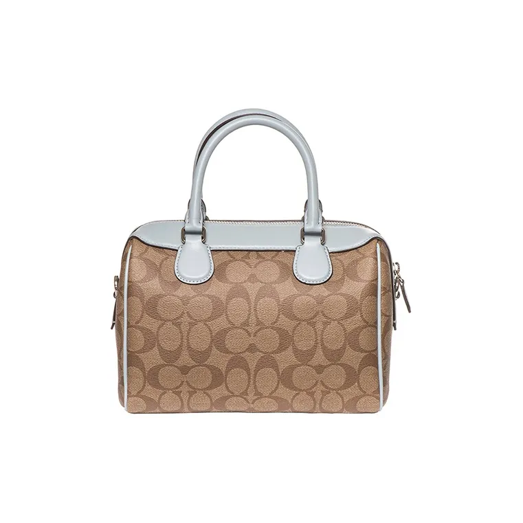 COACH Bennett PVC Boston Bag Handbag Crossbody Bag Medium Size Women's Khaki Light Blue-1