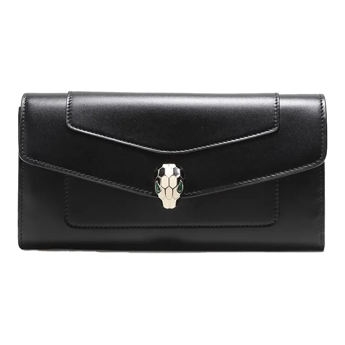 BVLGARI SERPENTI Cow Leather Wallet Women's Black-0
