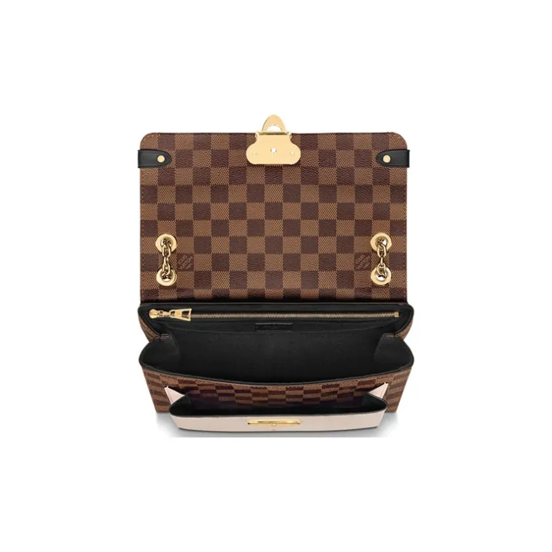 LOUIS VUITTON Vavin Coated Canvas With Grainy Calfskin Chain Bag Shoulder Bag Crossbody Bag Small Size Women's Brown-3