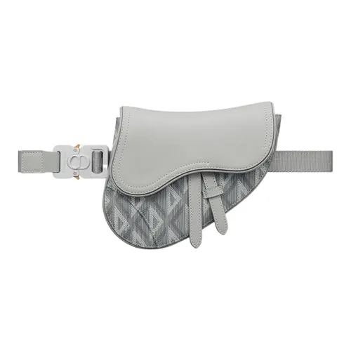 DIOR Canvas With Smooth Cow Leather Saddle Bag Fanny Pack Portable Crossbody Bag Shoulder Bag Mini Men's Gray