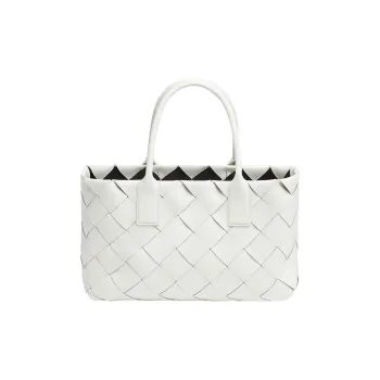 Bottega Veneta Intrecciato Nappa Leather Handbag Women's White & Black