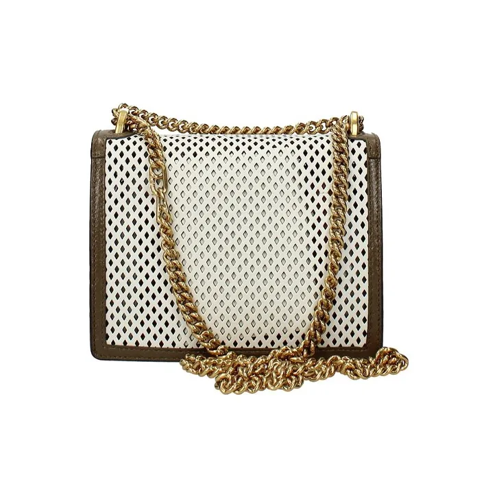 FENDI Kan U Leather Shoulder Bag Crossbody Bag Small Size Women's White/Brown-2