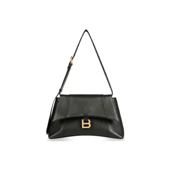 Balenciaga Downtown Calfskin Shoulder Bag Crossbody Bag Small Size Unisex Black