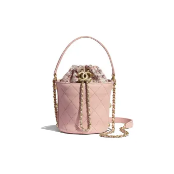 CHANEL Calfskin Bucket Bag, Handbag, Shoulder Bag, Crossbody Bag Trumpets Women's Light Pink Red