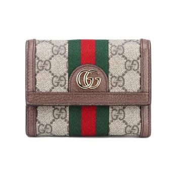 GUCCI Ophidia Canvas Wallet Women's Ebony & Brown