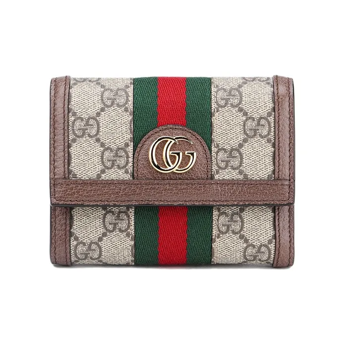 GUCCI Ophidia Canvas Wallet Women's Ebony & Brown-0