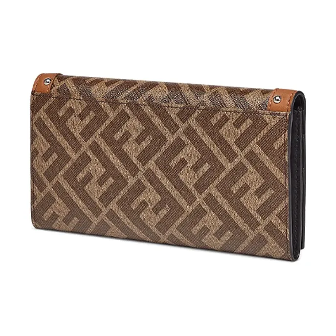 FENDI Coated Canvas With Leather Wallet Men's Brown-1