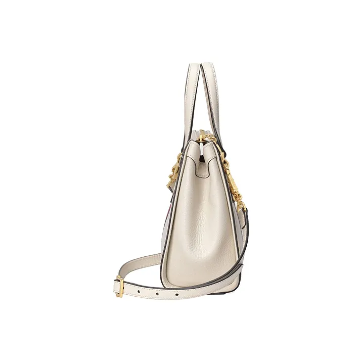 GUCCI Ophidia Leather Tote Bag Shopping Bag Crossbody Handbag Shoulder Bag Small Size Women's White-4