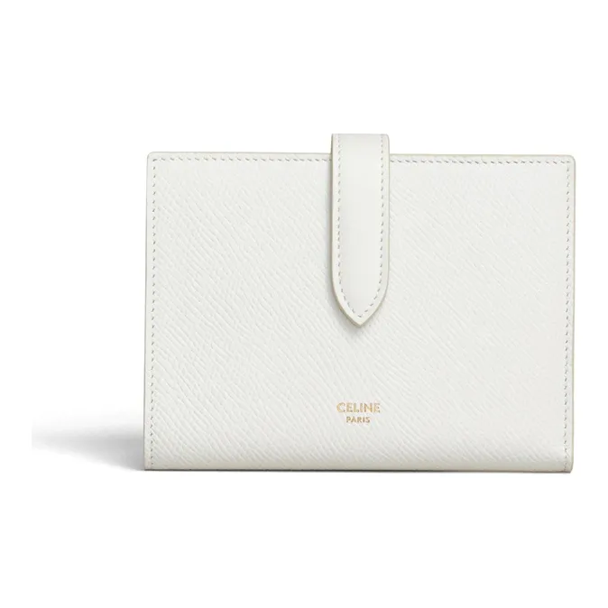CELINE Grained Calfskin Wallet Medium Size Women's White-0