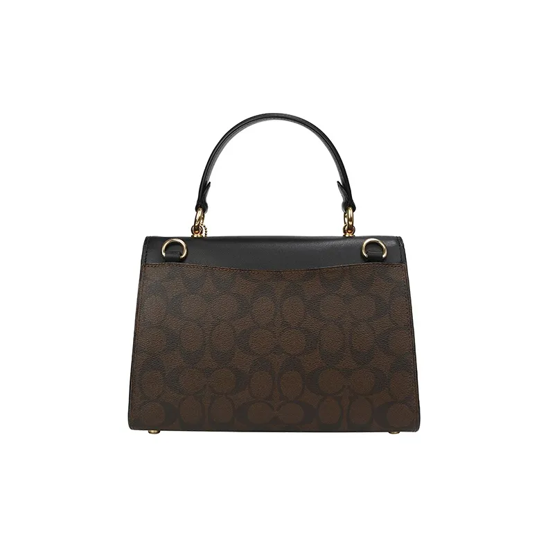 COACH Tilly Canvas With Leather Handbag, Shoulder Bag, Crossbody Bag Medium Size Women's Black-3