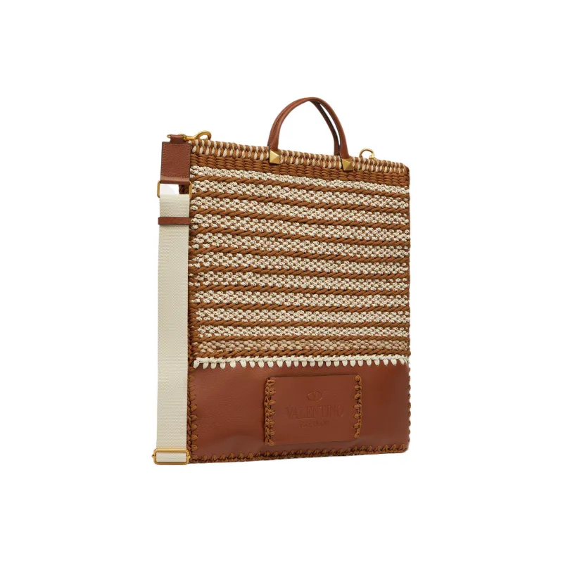 Valentino Fabric One Shoulder Handbags Men's Tawny/Beige-2
