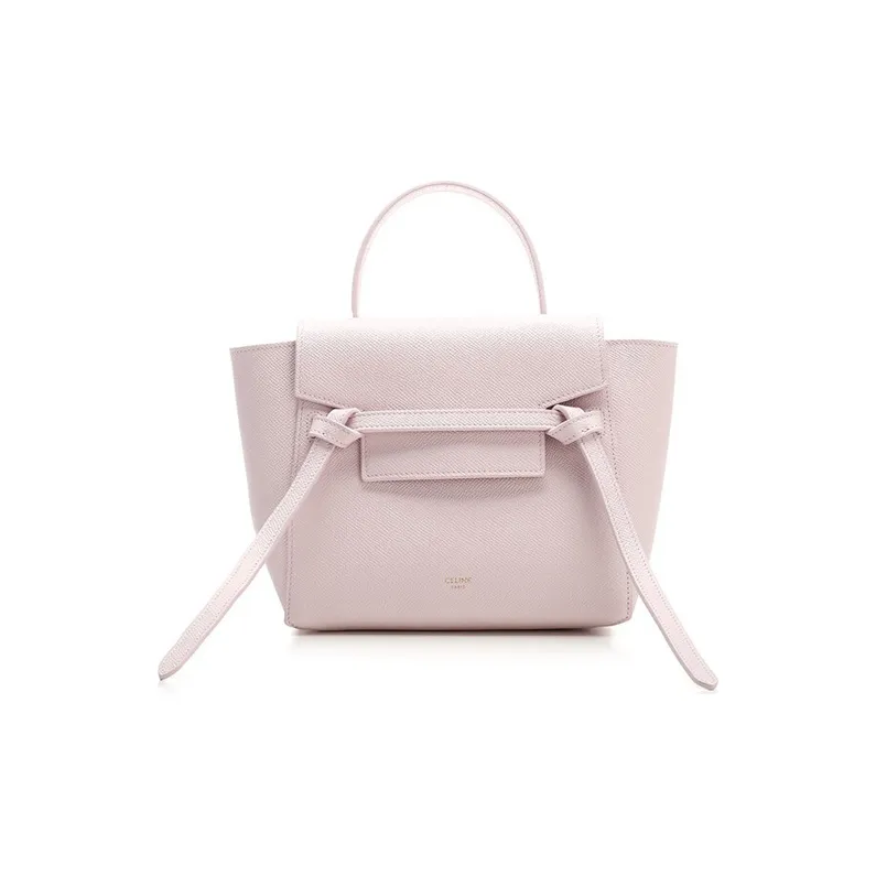 CELINE Belt Cow Leather Handbag, One Shoulder Bag, Crossbody Bag Women's Pink-0