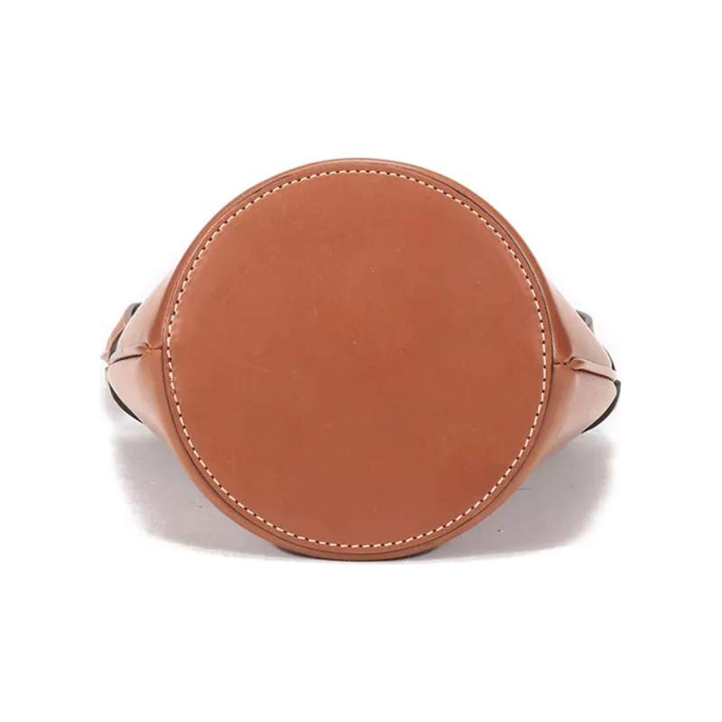 CELINE Leather Bucket Bag Handbag Crossbody Bag Shoulder Bag Small Size Women's Brown-4